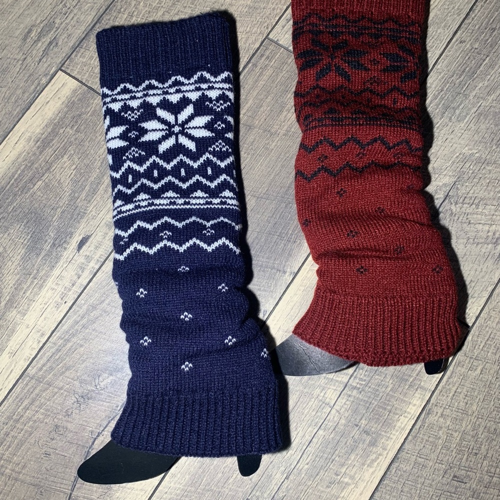 Leg Warmers Blue & Burgundy